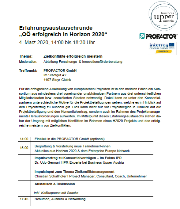 Erfolgsaustauschrunde H2020 projects Erfolgsaustauschrunde H2020 projects