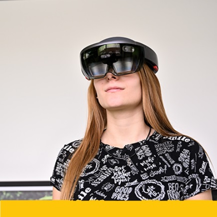 Girl with virtual reality glasses 