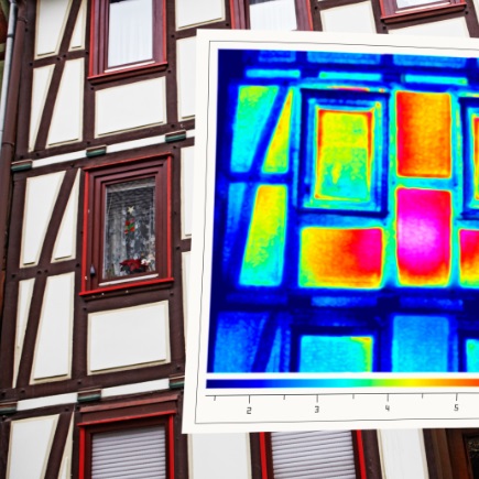 Thermal imaging of a facade of an old timbered house ©Adobestock 