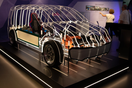 Glass vehicle demonstrator shown at AutoBoom exhibition. Photo: MERGE 