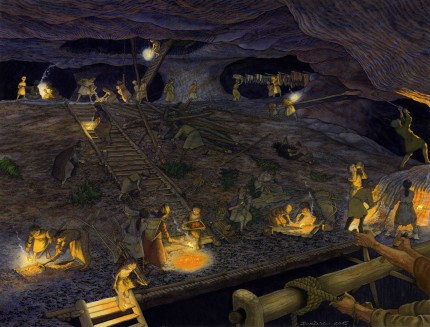Daily life in Bronze Age mine (picture: D. Groebner u. H. Reschreiter/NHM Wien) 