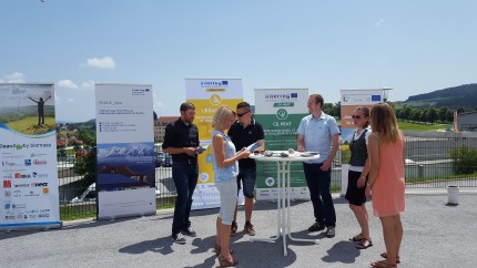 Forschung Burgenland representatives at URBAN INNO promotional booth Forschung Burgenland representatives at URBAN INNO promotional booth