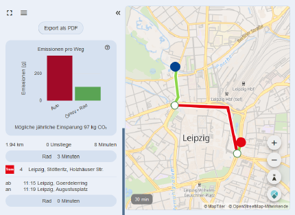 Screenshot of the Accessibility Map Screenshot of the Accessibility Map