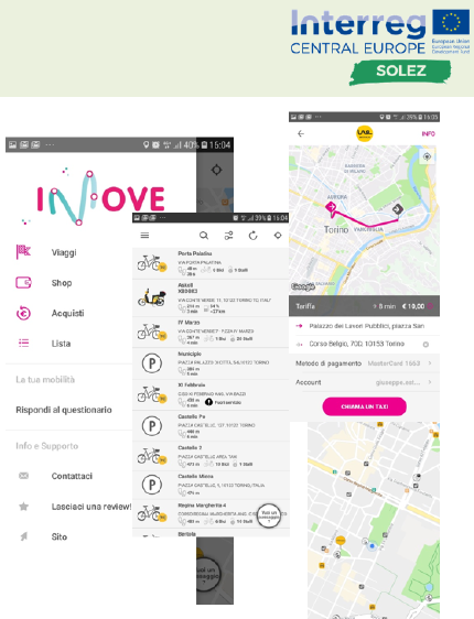 Screenshot of the Turin MaaS app Screenshot of the Turin MaaS app