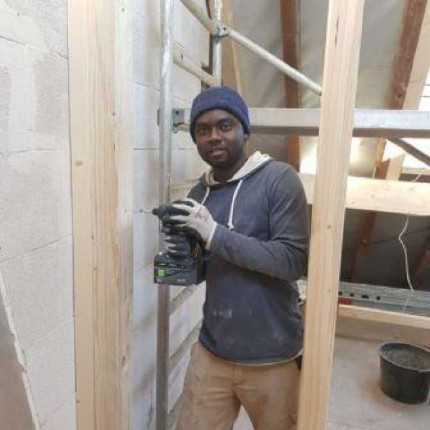 Mohammed from Gambia is now working as a carpenter in Germany. Mohammed from Gambia is now working as a carpenter in Germany.