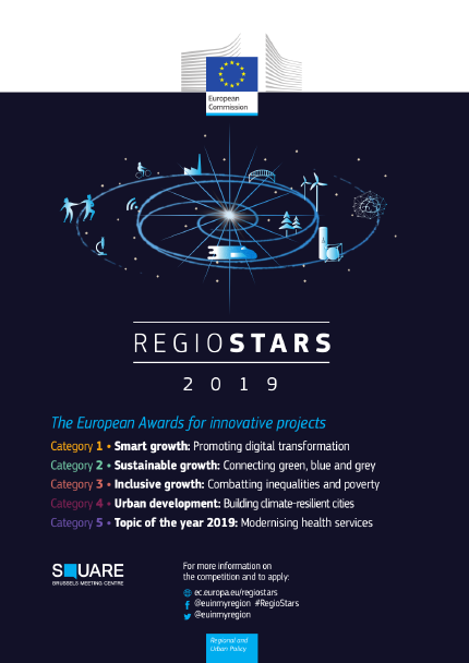 Image of Regiostars logo with titles of the 5 competition categories. Image of Regiostars logo with titles of the 5 competition categories.