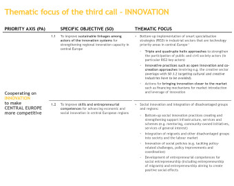 Thematic focus third call 